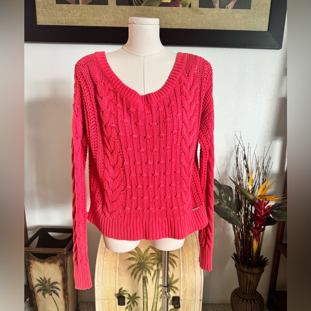 Abercrombie & Fetch Women's Pink Red Long Sleeve Sweater XS